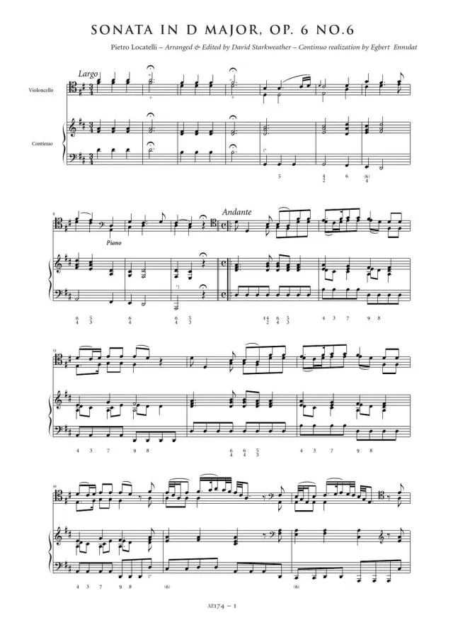 Artaria Locatelli Sonata in D major Op. 6 No. 6 AE174
