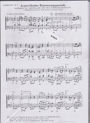 Studio-Verlag Rudi Seifert Alpenländer Stimmungsparade 1 Noten B-Ware