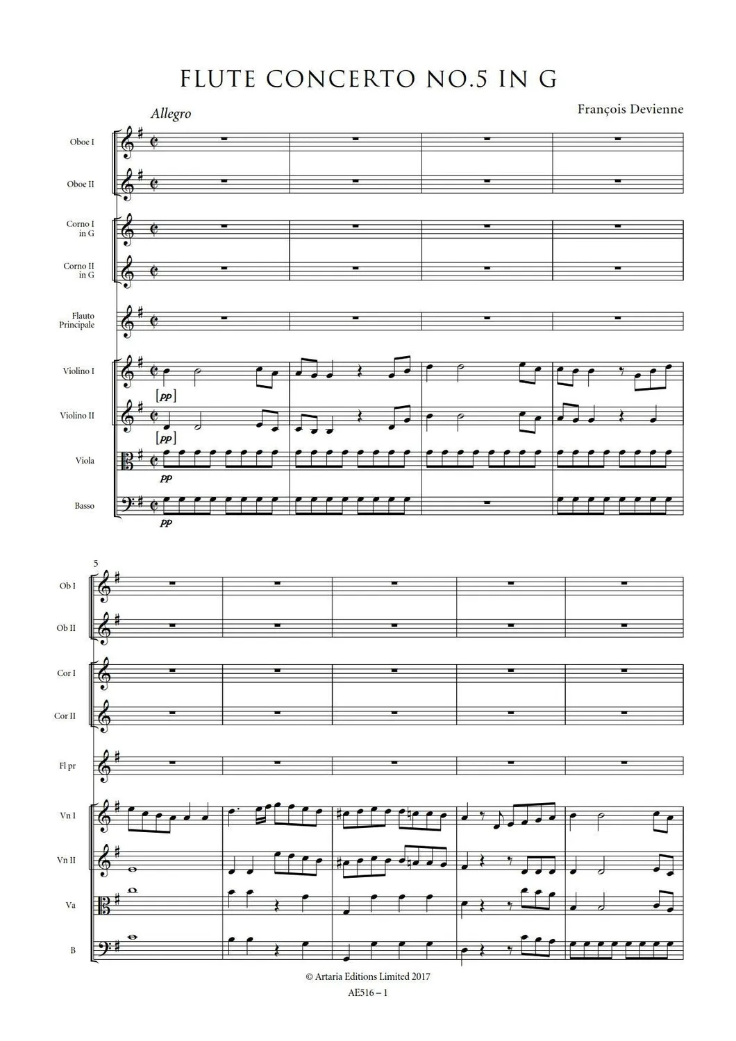 Artaria Devienne Flötenkonzerte Nr. 1–12 Noten