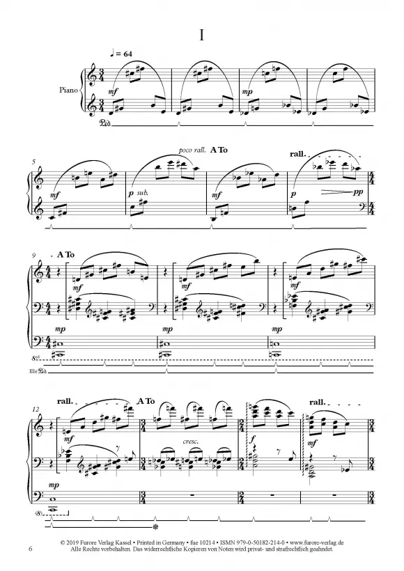 Furore Edition Sentosa pour piano op. 69 Klavierpartitur