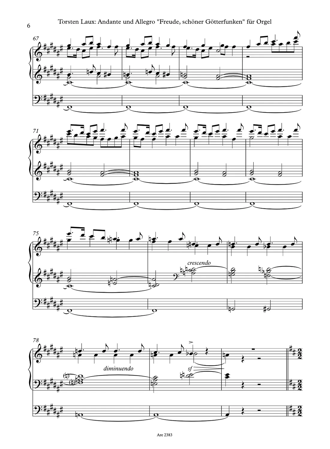 Are Musik Verlag Laux Freude schöner Götterfunken Orgelnoten