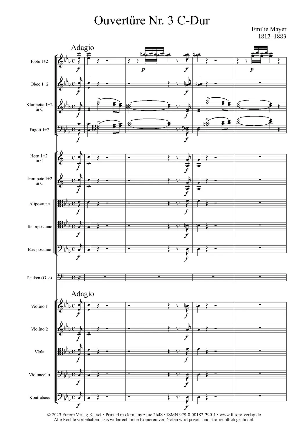 Furore Edition Ouverture No. 3 C major for orchestra Noten ca. 1850