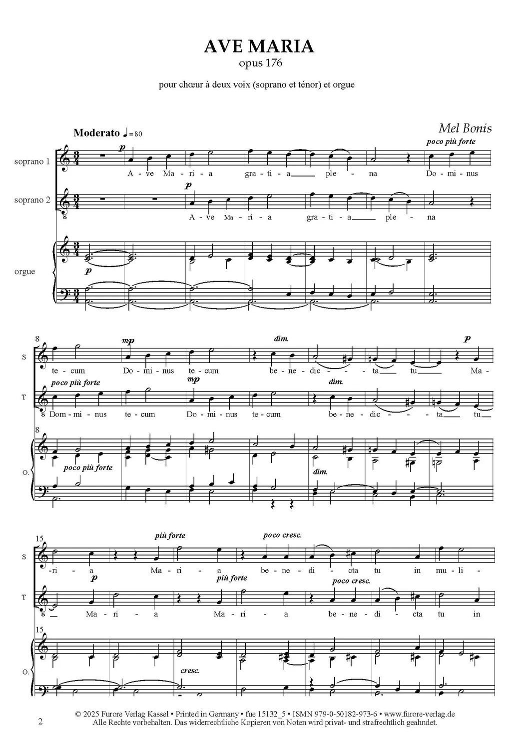 Furore Edition Ave Maria Chornoten für Sopran und Tenor