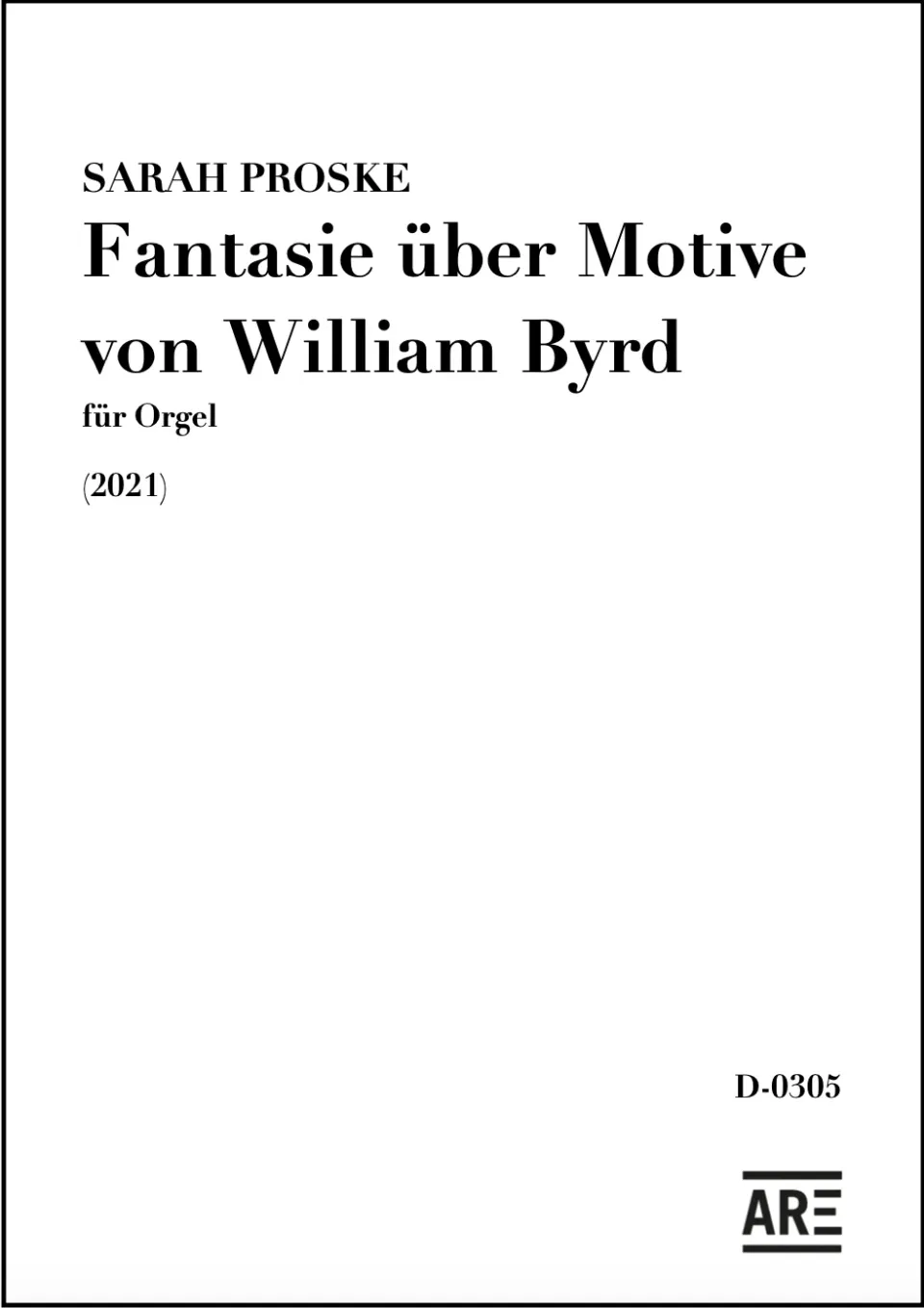 Are Musik Verlag Proske Fantasie Byrd Orgel Noten