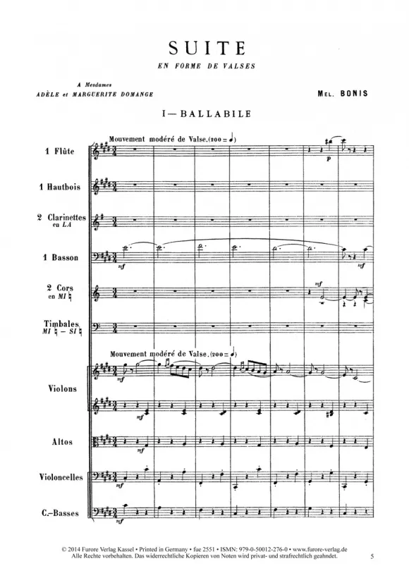 Furore Edition Suite en forme de valses Partitur für Orchester