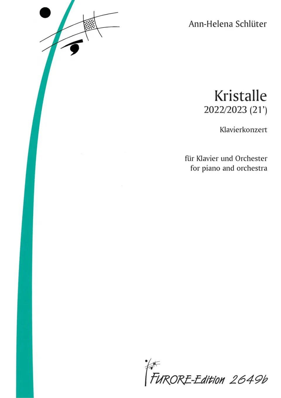 Furore Edition Kristalle Klavierkonzert Partitur Klavier Orchester