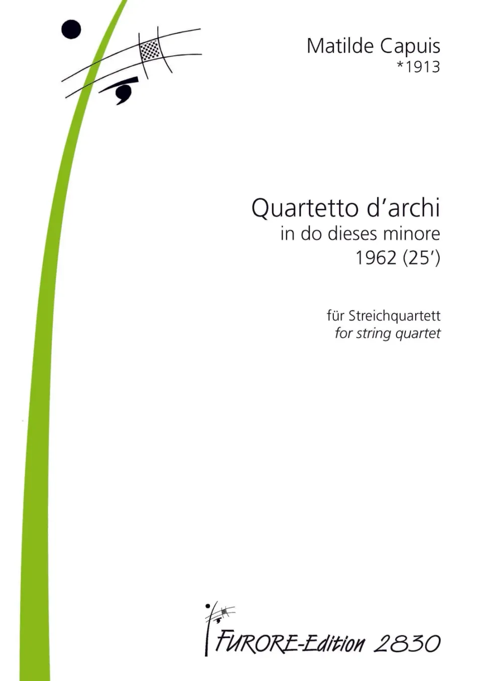 Furore Edition String Quartet c sharp minor Noten für Streichquartett