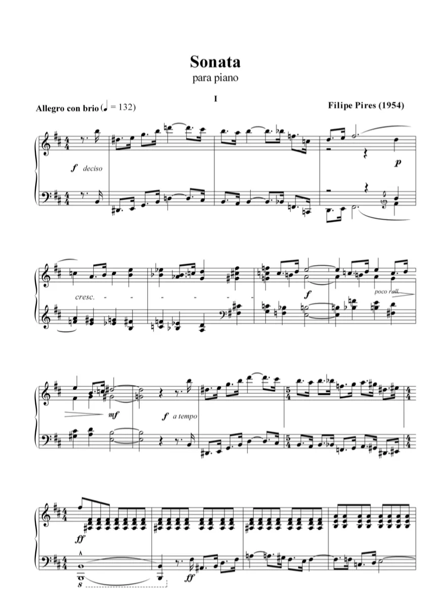 Are Musik Verlag Filipe Pires Sonate 1954 Klaviernoten solo