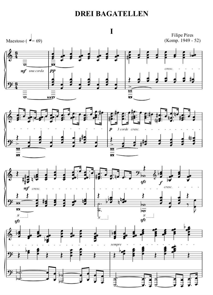 Are Musik Verlag Pires Drei Bagatellen Klaviernoten solo