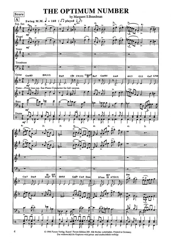 Furore Edition The Optimum Number Partitur Jazzformation