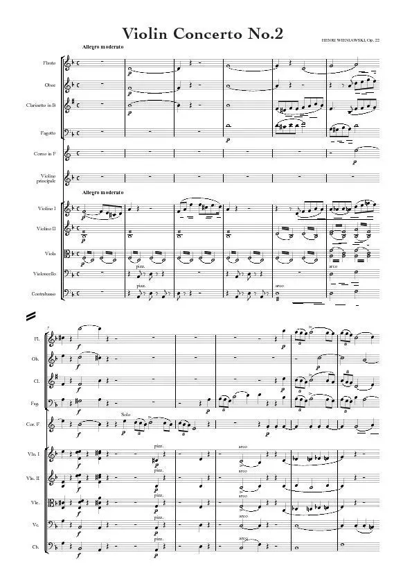 Artaria Wieniawski Violinkonzert Nr.2 op.22 Noten Quintett