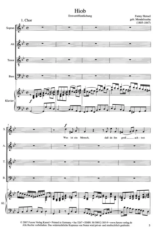 Furore Edition Hiob Kantate Klavierauszug Chor