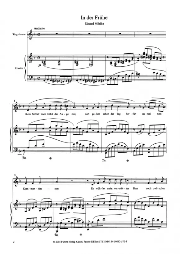 Furore Edition Drei Lieder Mörike Noten Gesang Klavier