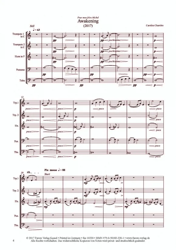 Furore Edition Awakening Noten Blechbläserquintett