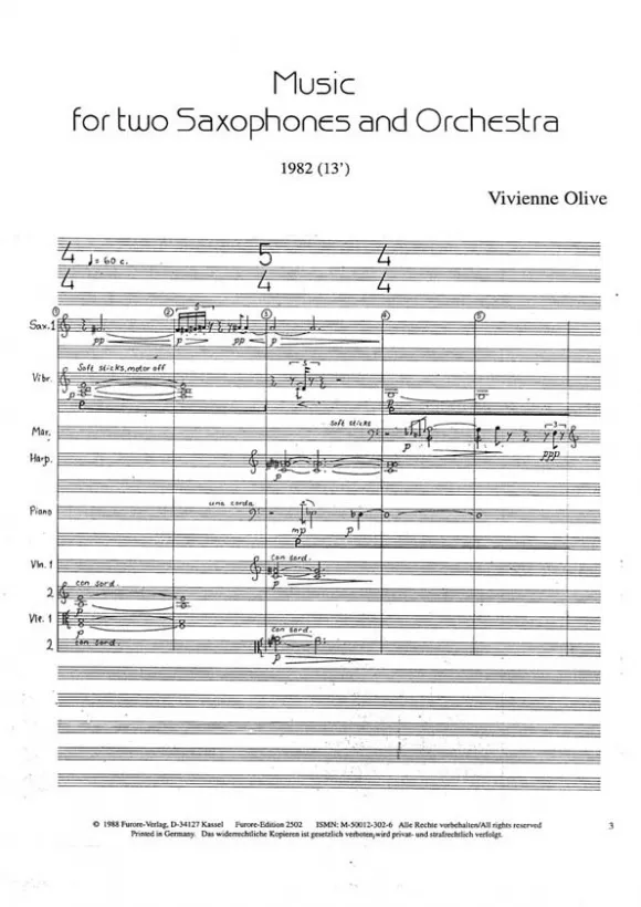 Furore Edition Music for two Saxophones Orchestra Mietmaterial