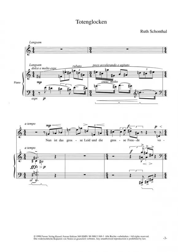 Furore Edition Totengesänge Partitur Sopran Klavier