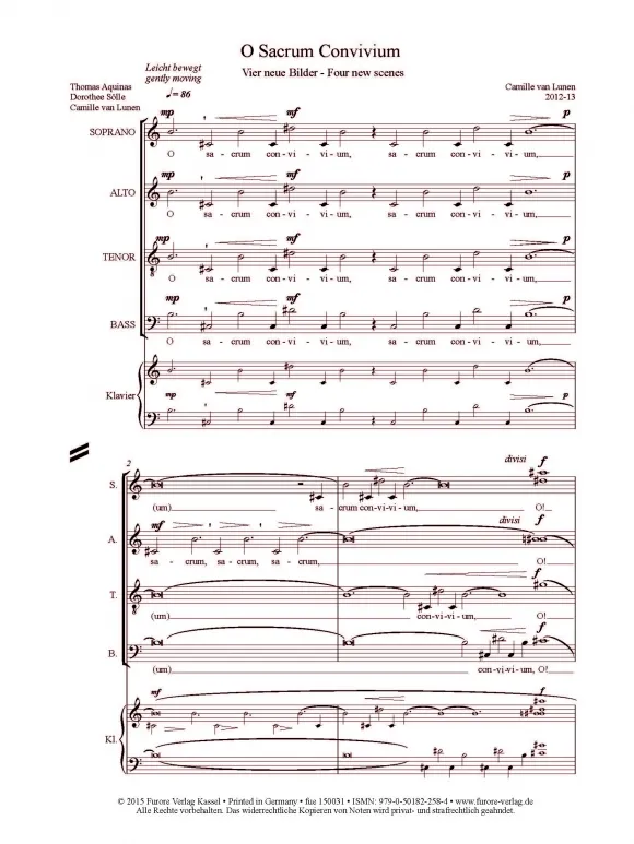 Furore Edition O Sacrum Convivium Chorpartitur Soli Chor