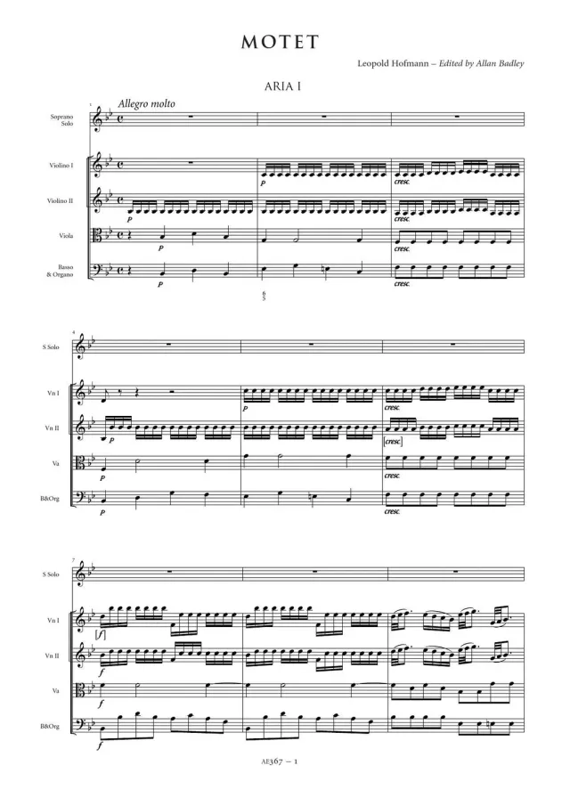 Artaria Hofmann Motet Motette Partitur