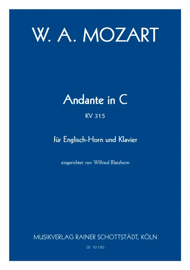 Musikverlag Rainer Schottstädt Andante in C KV 315 Noten Englischhorn Klavier