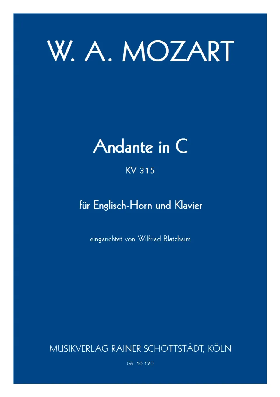 Musikverlag Rainer Schottstädt Andante in C KV 315 Noten Englischhorn Klavier