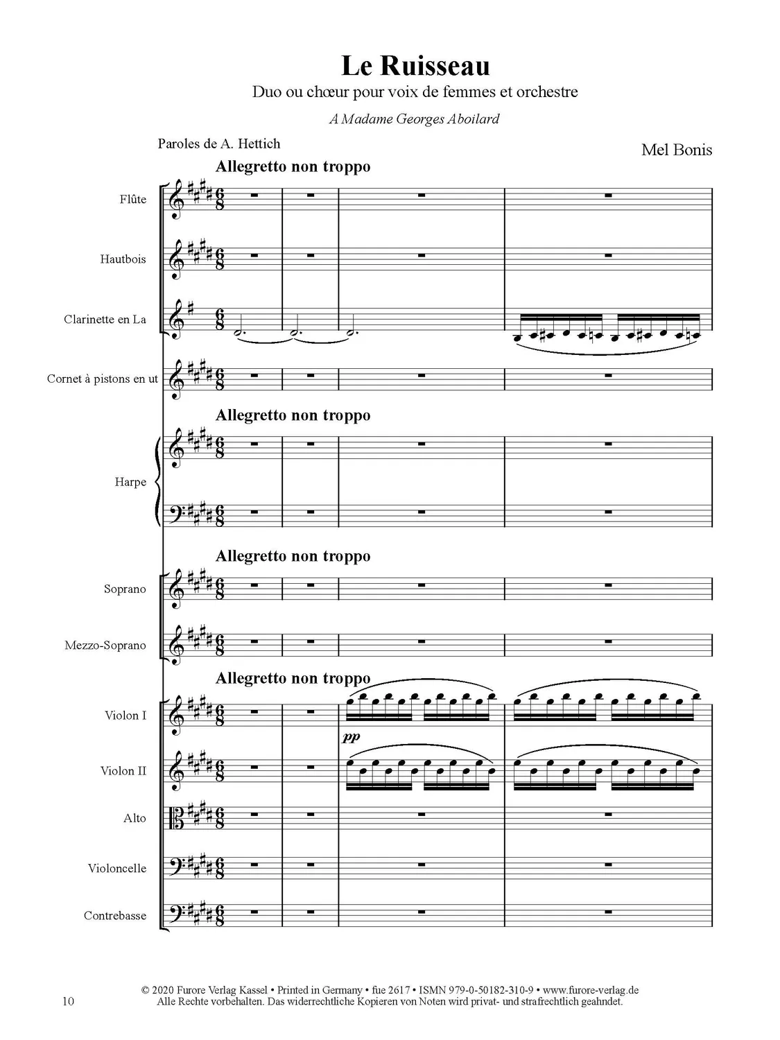 Furore Edition Le Ruisseau op. 21/2 Noten Frauenchor Orchester