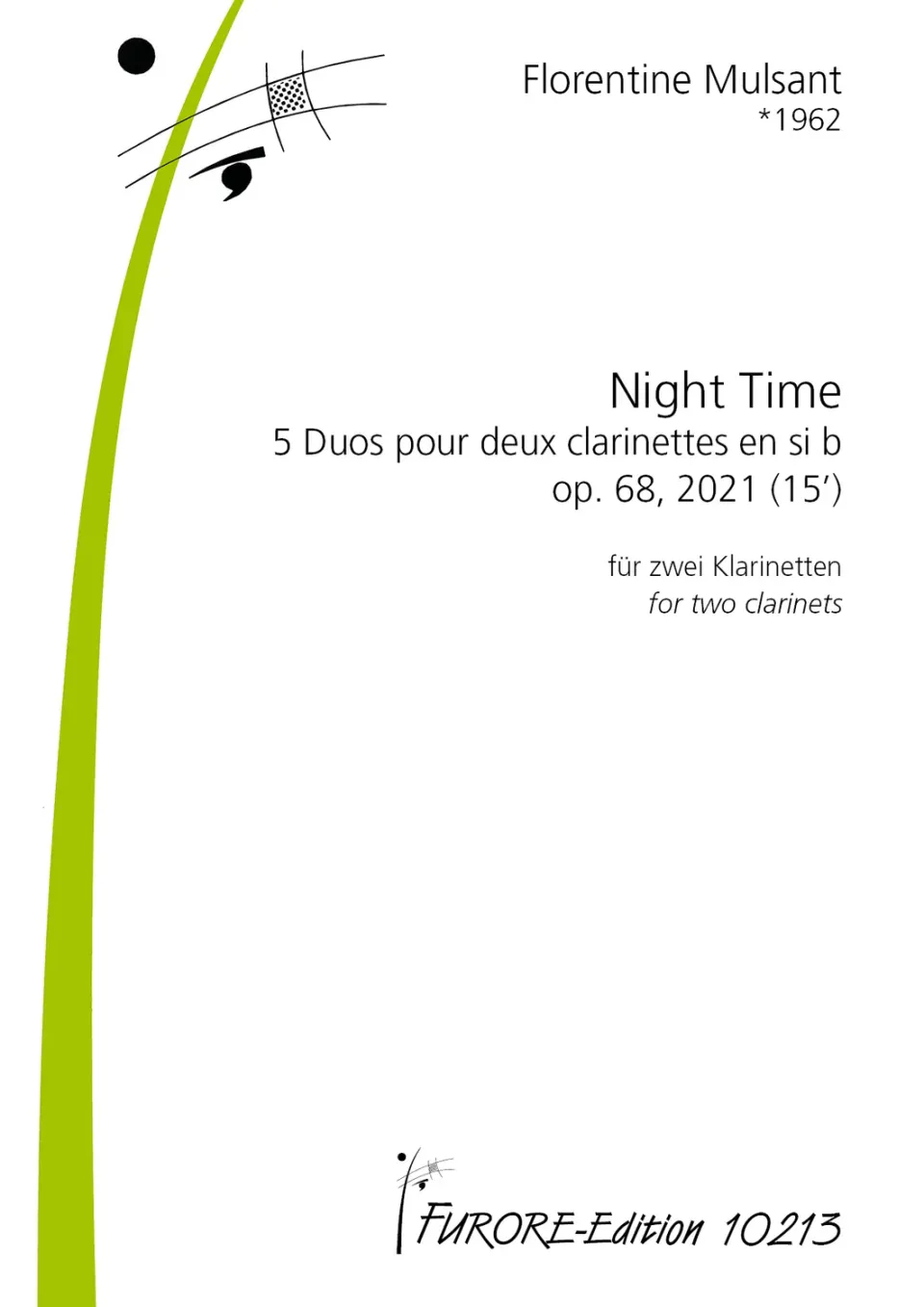 Furore Edition Night Time 5 Duos op. 68 Noten 2 Klarinetten