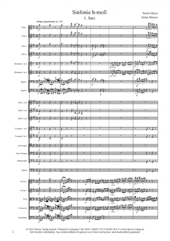 Furore Edition Sinfonie Nr. 4 h-Moll Partitur Orchester