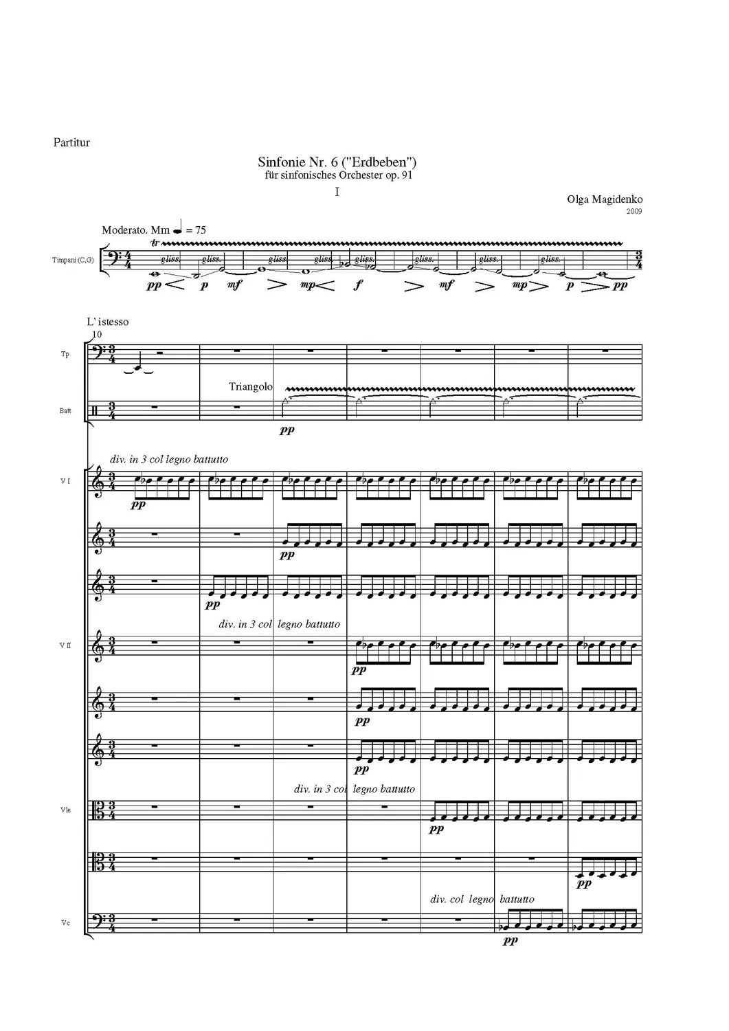Furore Symphonie Nr.6 Erdbeben Streicher Pauken E-Piano Noten