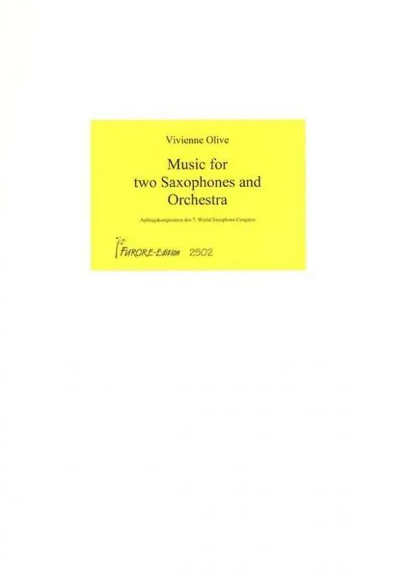 Furore Edition Music for two Saxophones and Orchestra Partitur