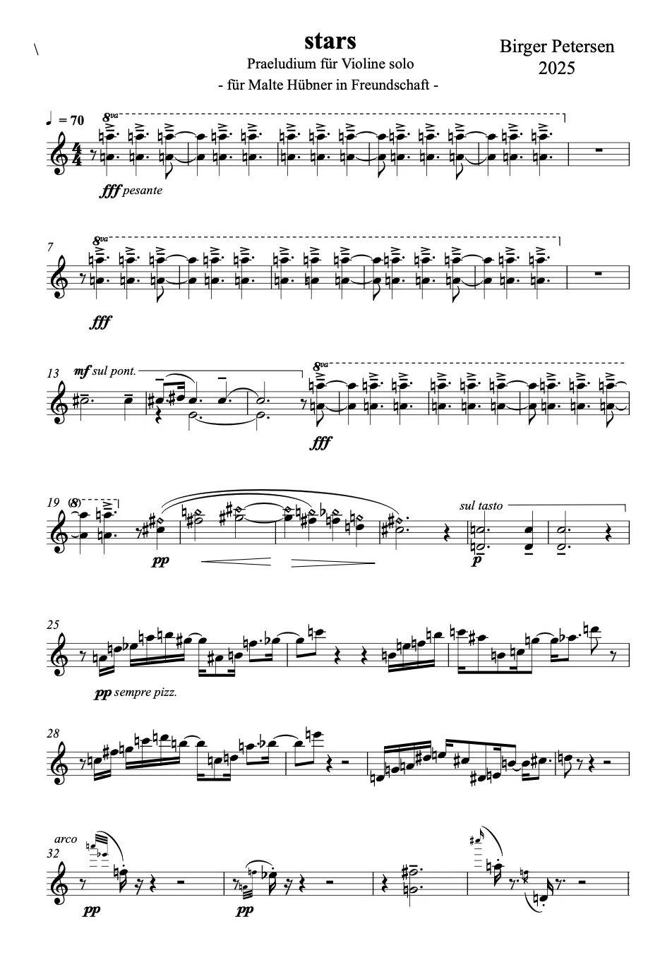 Are Musik Verlag Petersen stars Violinnoten solo