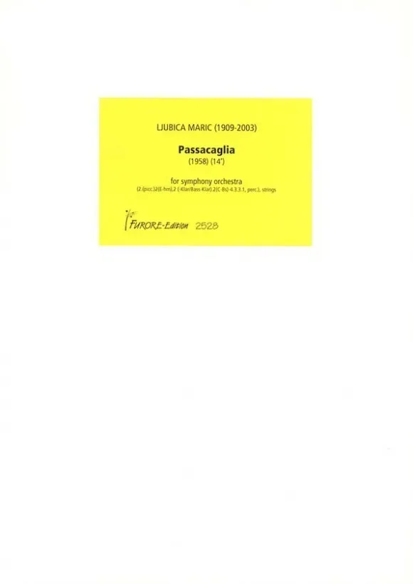 Furore Edition Passacaglia Partitur für Sinfonieorchester