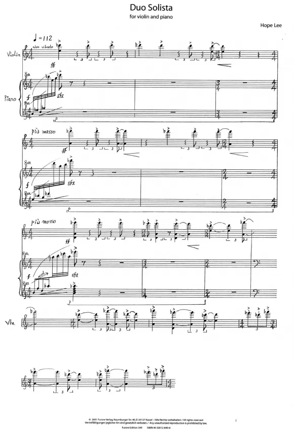 Furore Edition Duo Solista für Violine und Klavier Partitur und Stimme