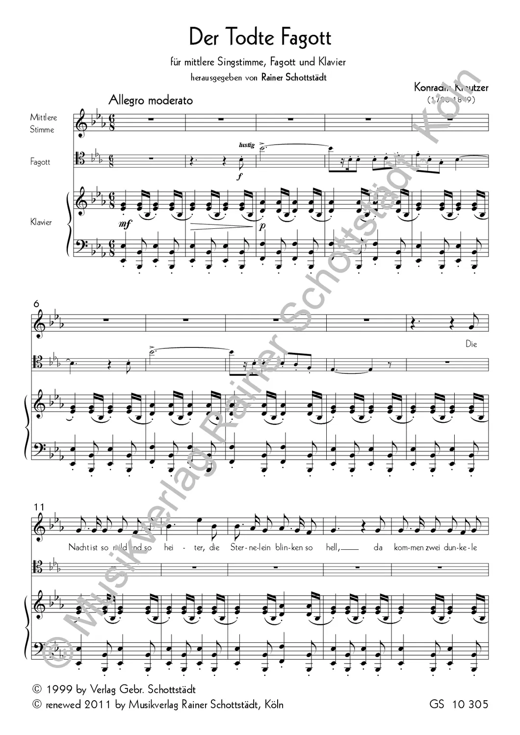 Musikverlag Rainer Schottstädt Der Todte Fagott Noten Bariton Fagott