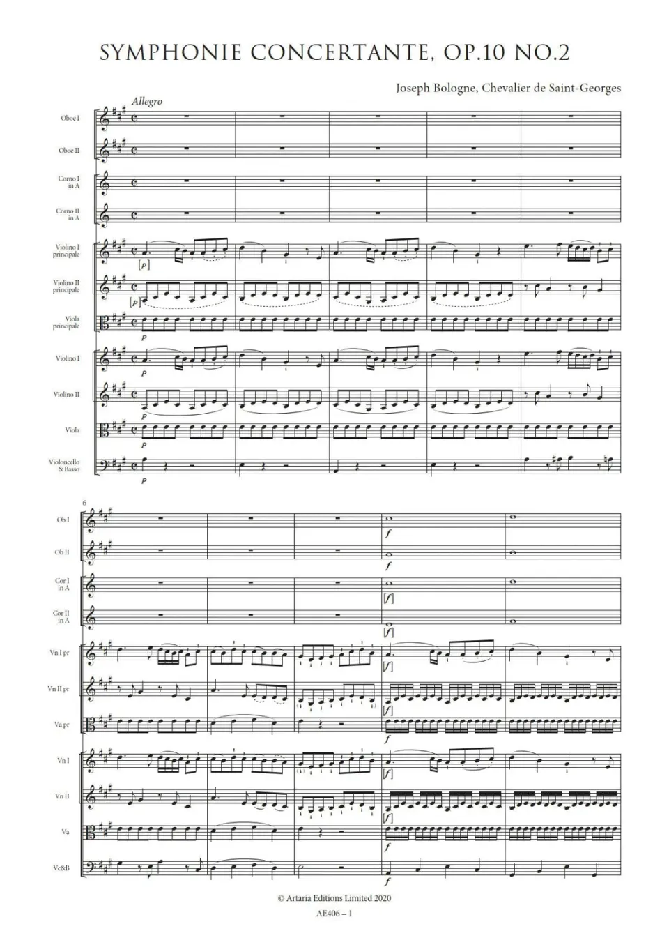 Artaria AE406 Symphonie Concertante A-Dur Partitur