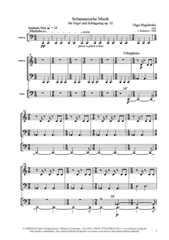 Furore Edition Schamanische Musik op 32 Orgel Schlagzeug