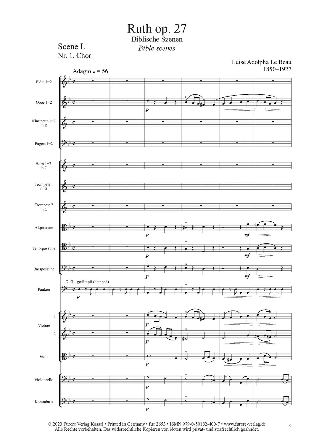 Furore Edition Ruth op. 27 Partitur für Chor und Orchester