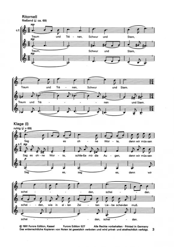 Furore Edition Wie man singt und saget Kanon Partitur