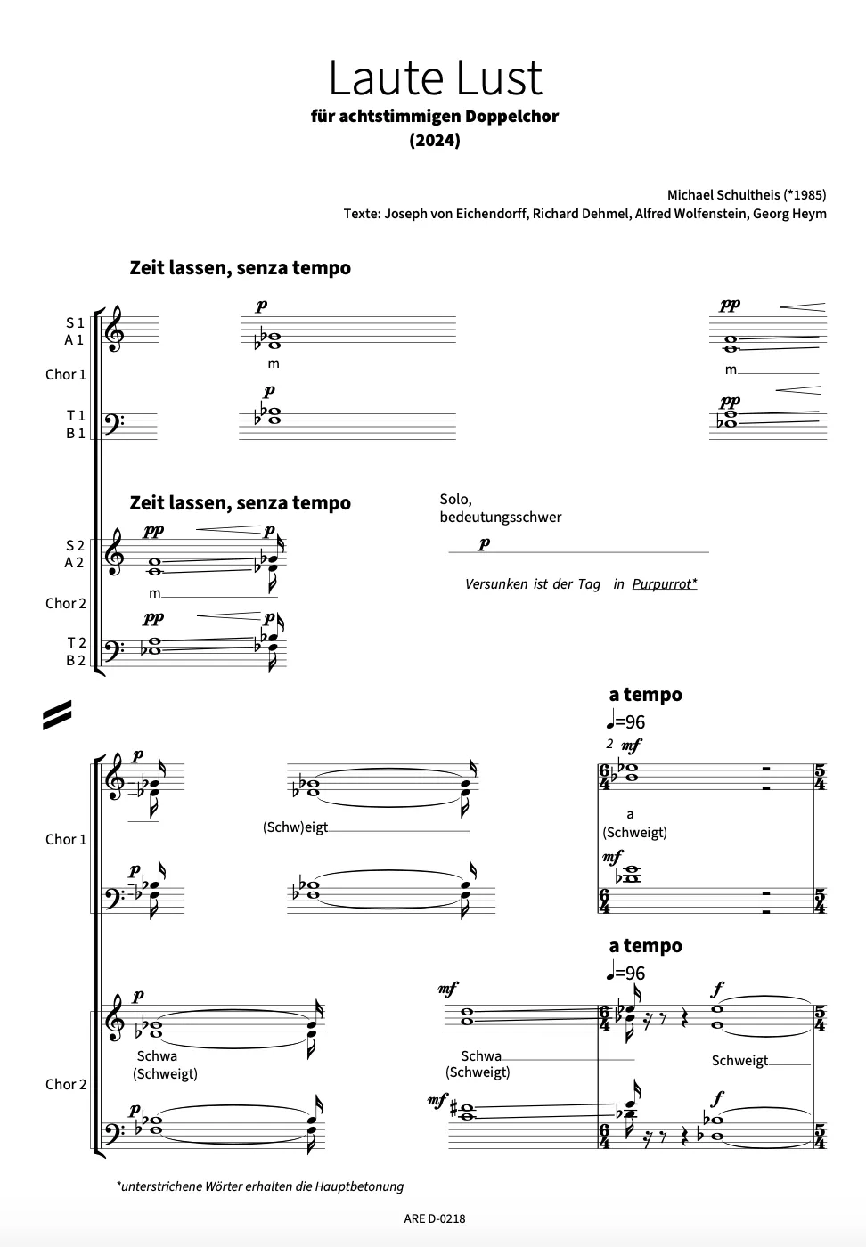 Are Musik Verlag Schultheis Laute Lust Chornoten