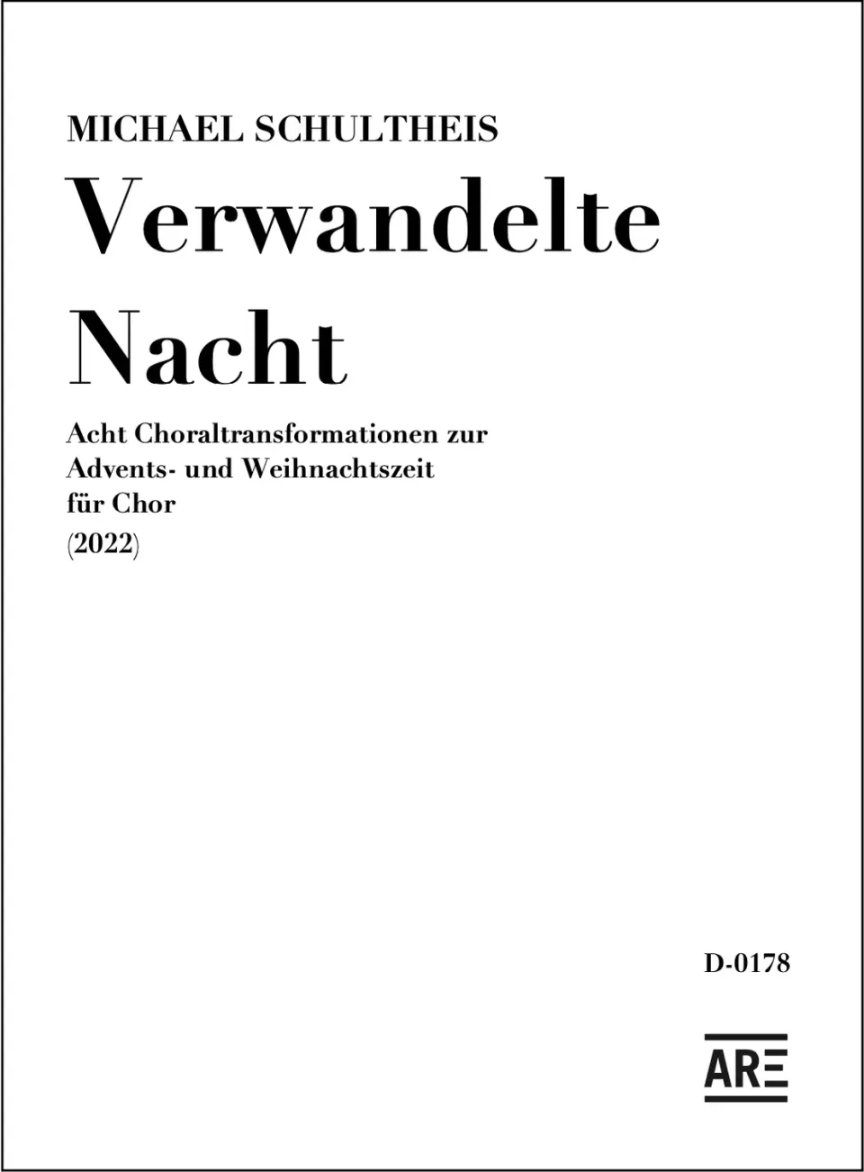 Are Musik Verlag Verwandelte Nacht Chornoten Advent
