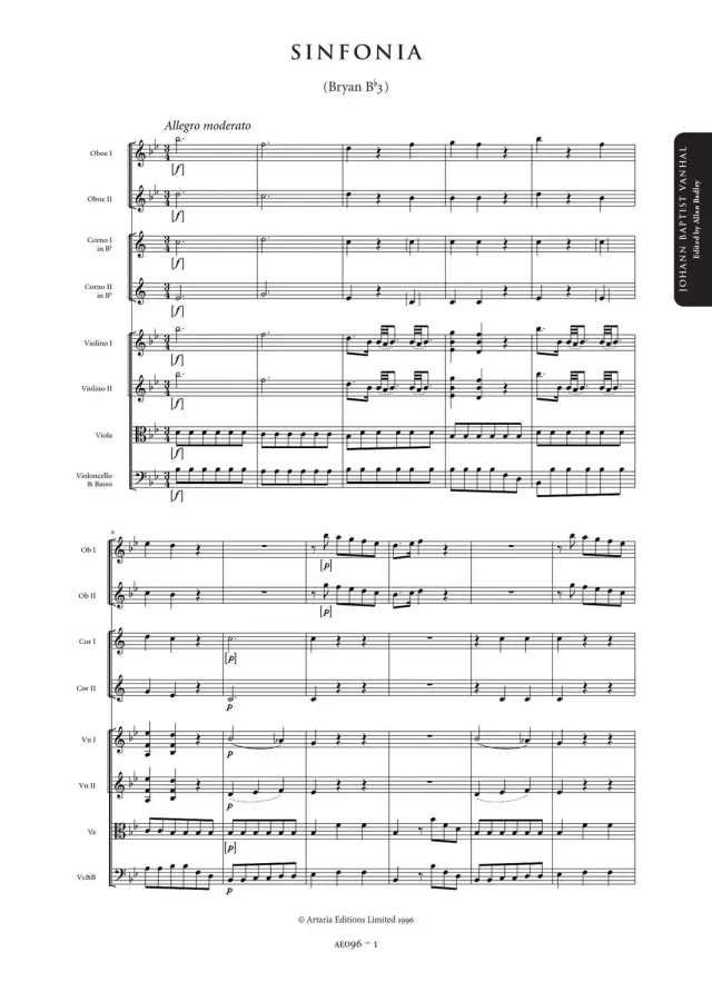 Artaria Wanhal Symphonies, Vol. 2: 3 Symphonies (=AE096-097, 102) Partitur