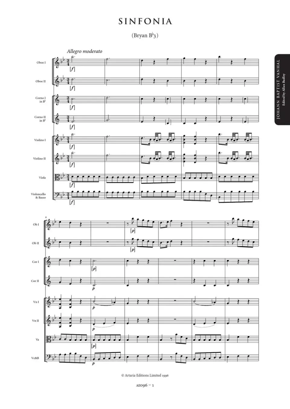 Artaria Wanhal Symphonies, Vol. 2: 3 Symphonies (=AE096-097, 102) Partitur
