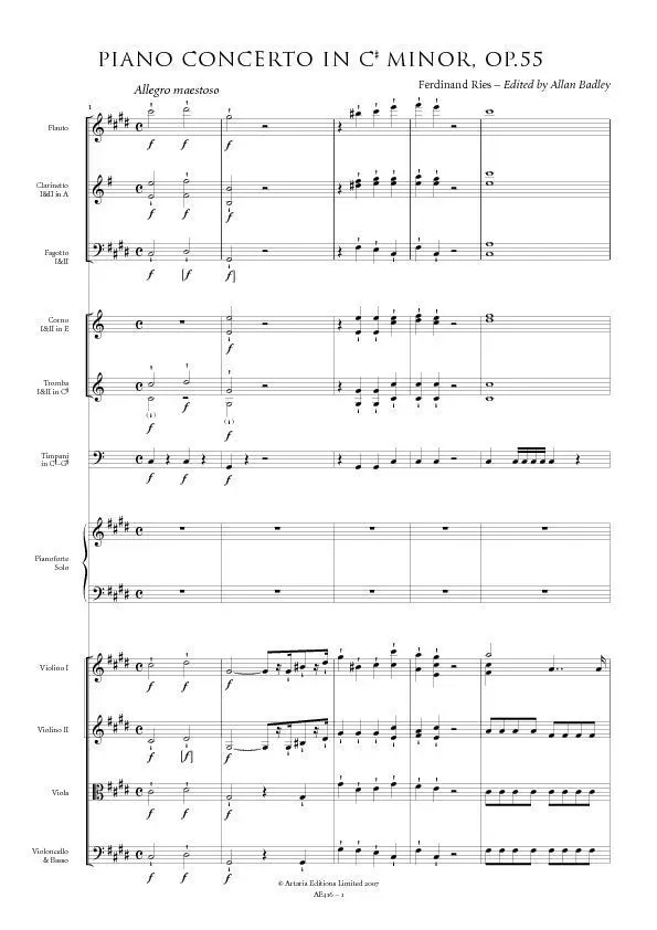 Artaria Ries Klavierkonzert cis-moll Op.55 AE416