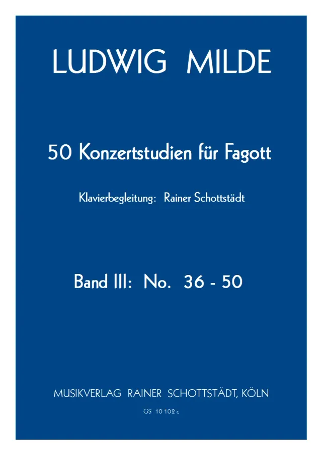 Musikverlag Rainer Schottstädt 50 Konzertstudien op. 26 Band 3 Klavierbegleitung
