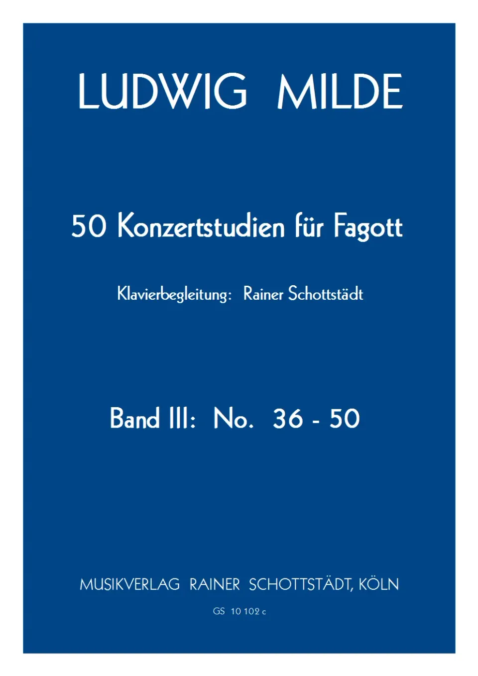 Musikverlag Rainer Schottstädt 50 Konzertstudien op. 26 Band 3 Klavierbegleitung