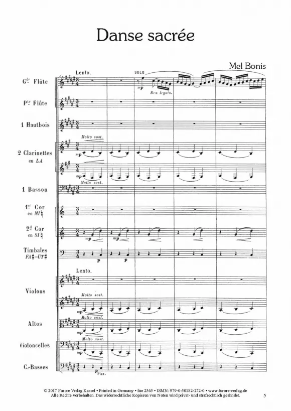 Furore Edition Danse sacrée Orchestermaterial