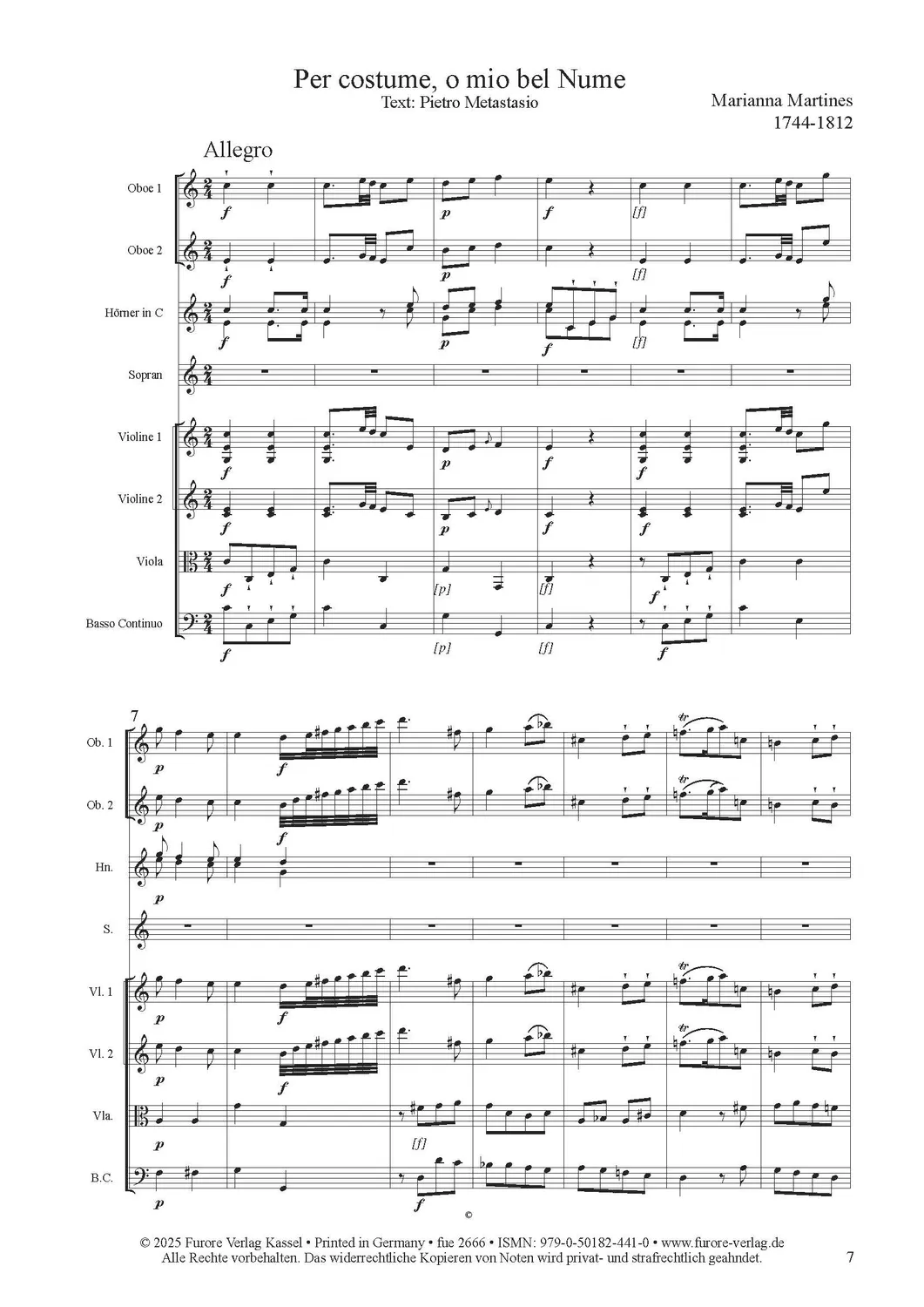 Furore Edition Per costume Arie Sopran Kammerorchester