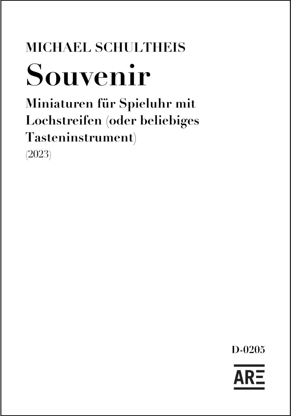 Are Musik Verlag Schultheis Souvenir 2023 Noten