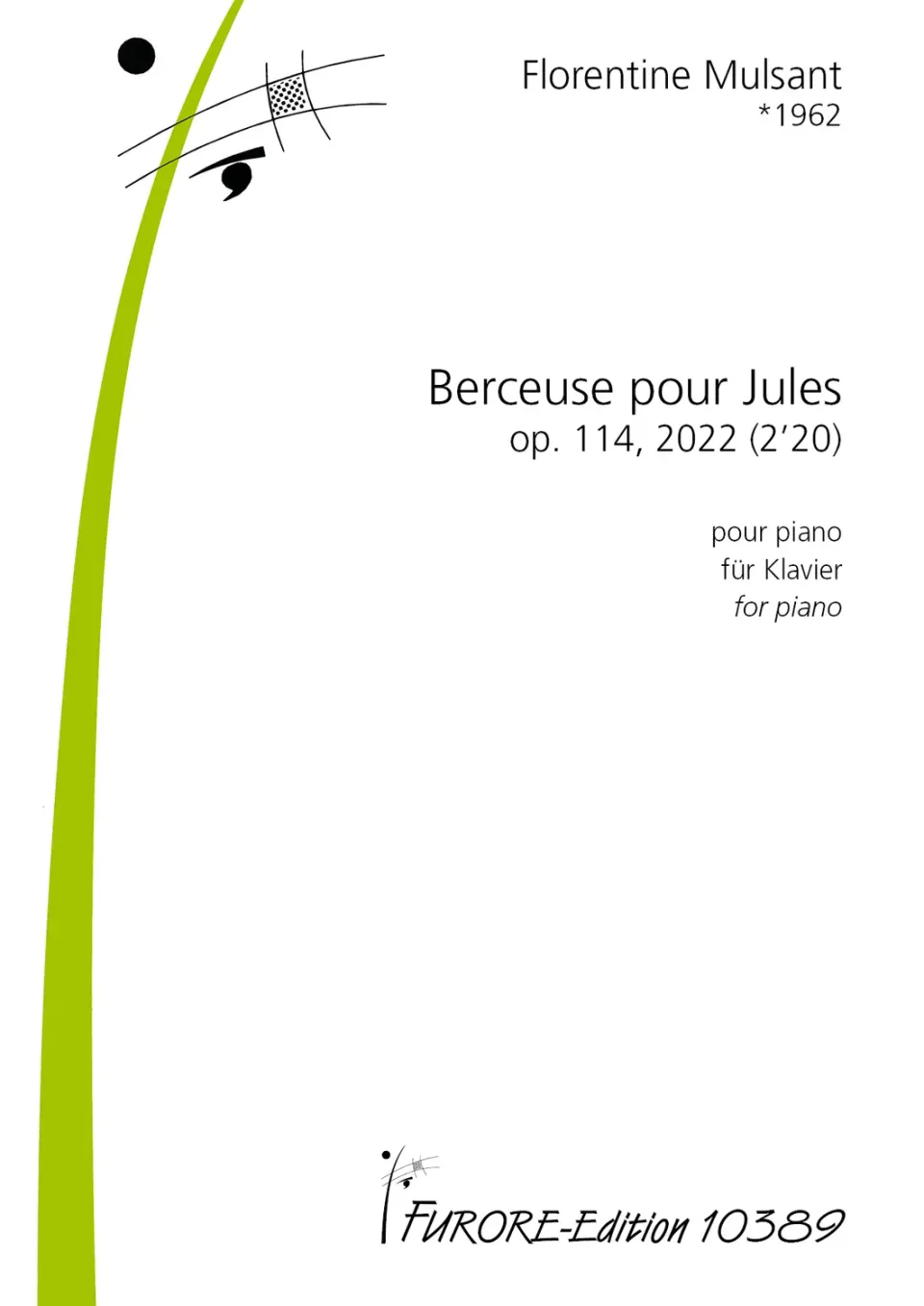 Furore Edition Berceuse pour Jules op. 114 Wiegenlied für Klavier