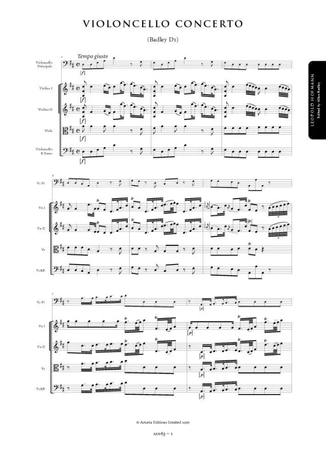 Artaria AE063 Hofmann Cellokonzert D-Dur Partitur Cello