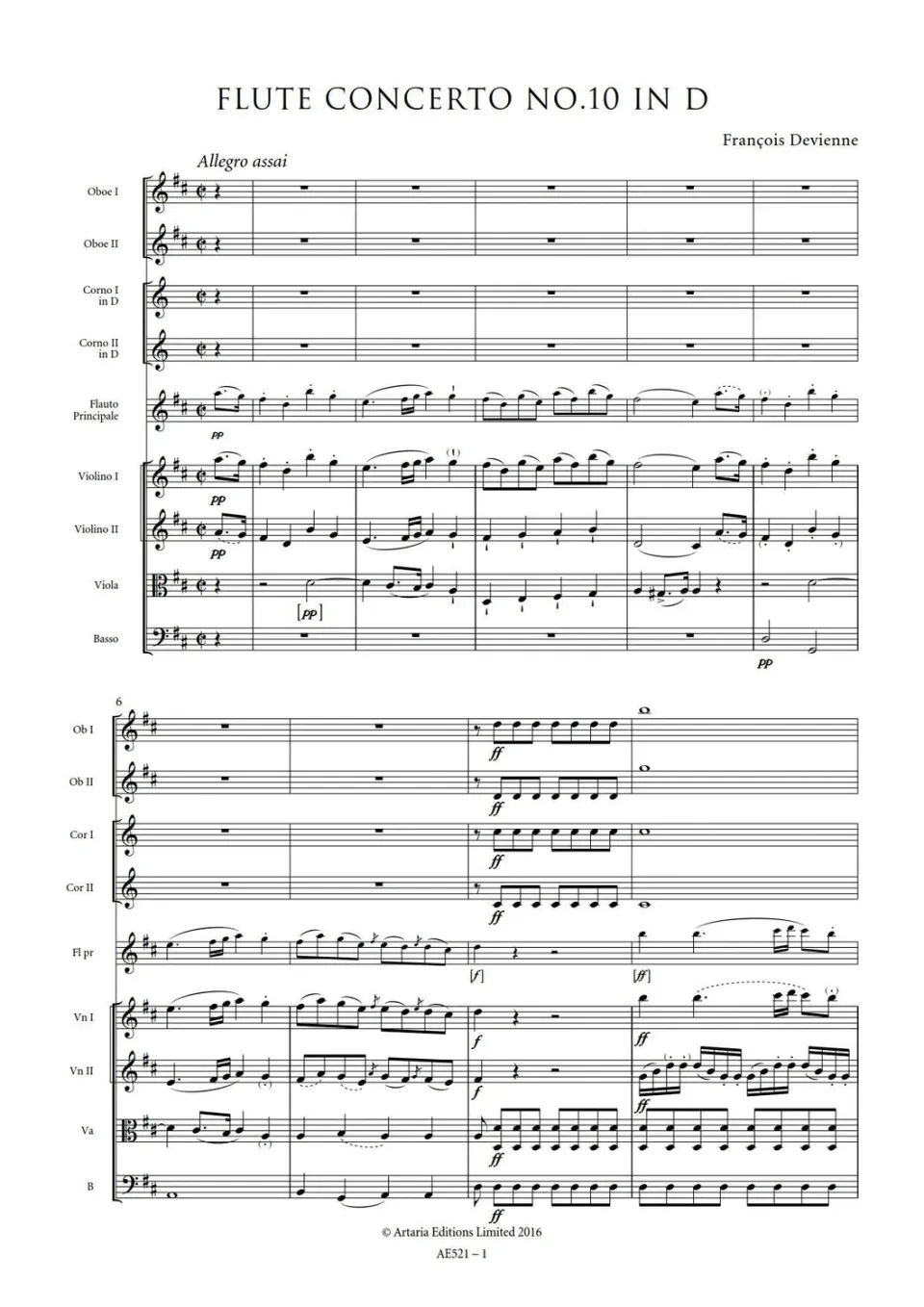 Artaria AE521 Devienne Flötenkonzert Nr. 10 D-Dur Noten 16 Min